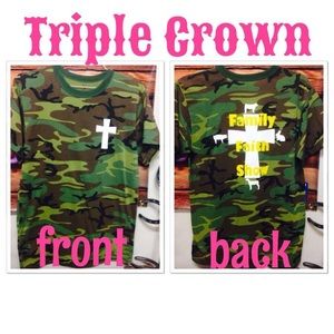 Camo t-shirt. Family Faith Show.